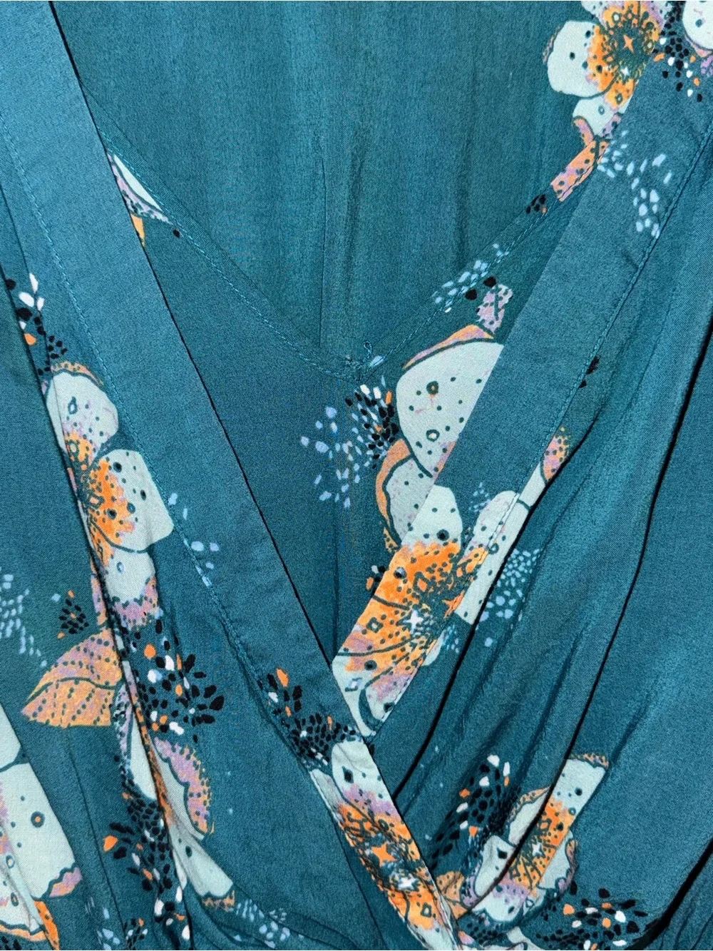 Free People Teal Tuscan Dreams Floral Wrap Peplum Tunic Sz XS